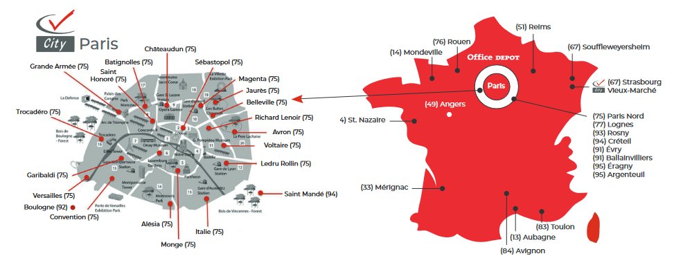 Magasins Office DEPOT - carte France