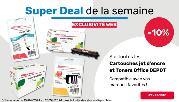 -10% Cartouches et toners Office DEPOT - Offre deal exclu web