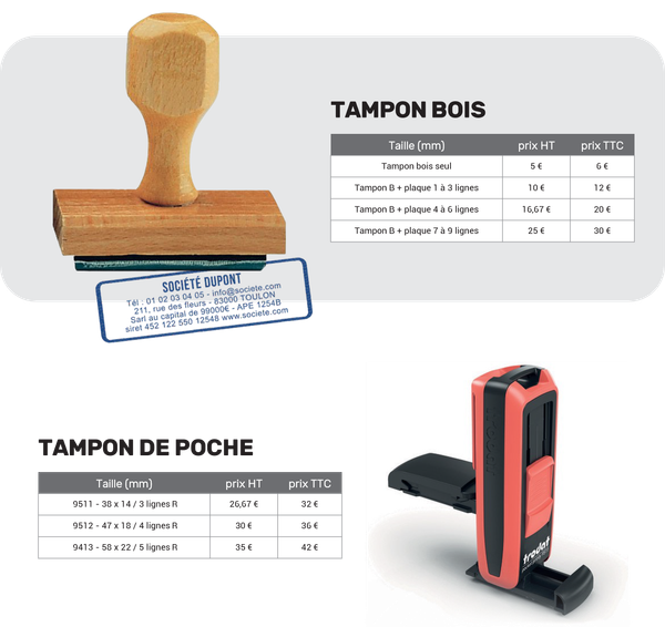 Tarifs tampons 2026-01 bois et poche