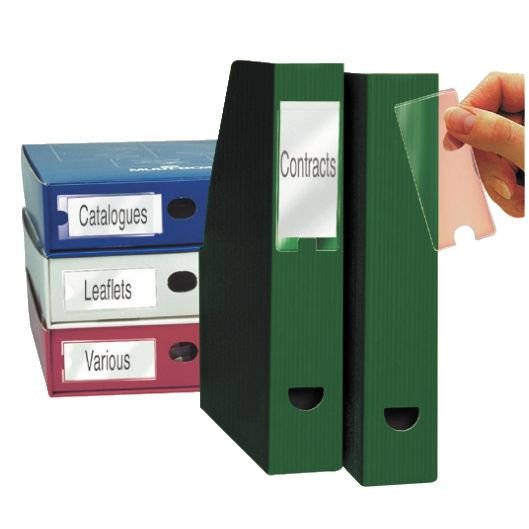 Porte-étiquette pochettes autocollantes avec inserts vierges, 55 x 102 mm,  9pcs - Moustache®