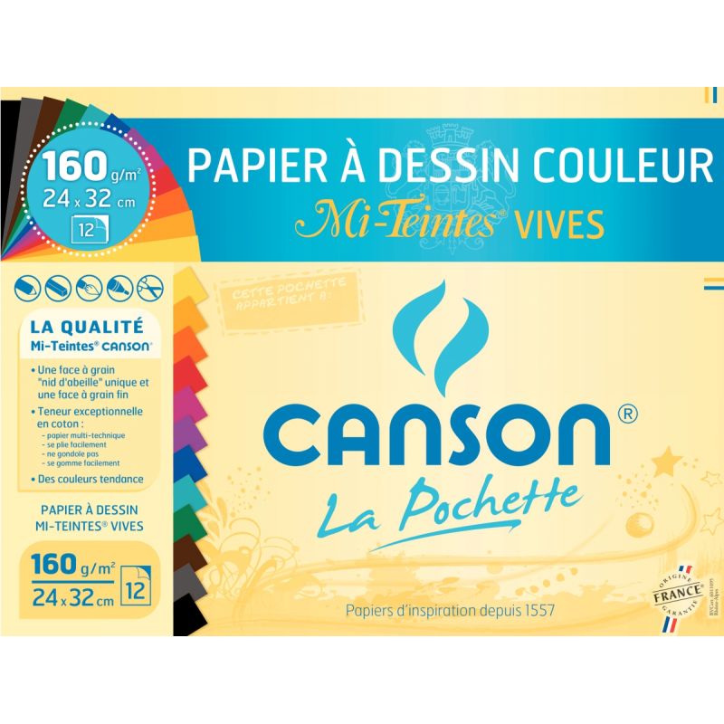 Pochette CANSON - Papier à dessin Blanc recyclé 24X32 10 feuilles