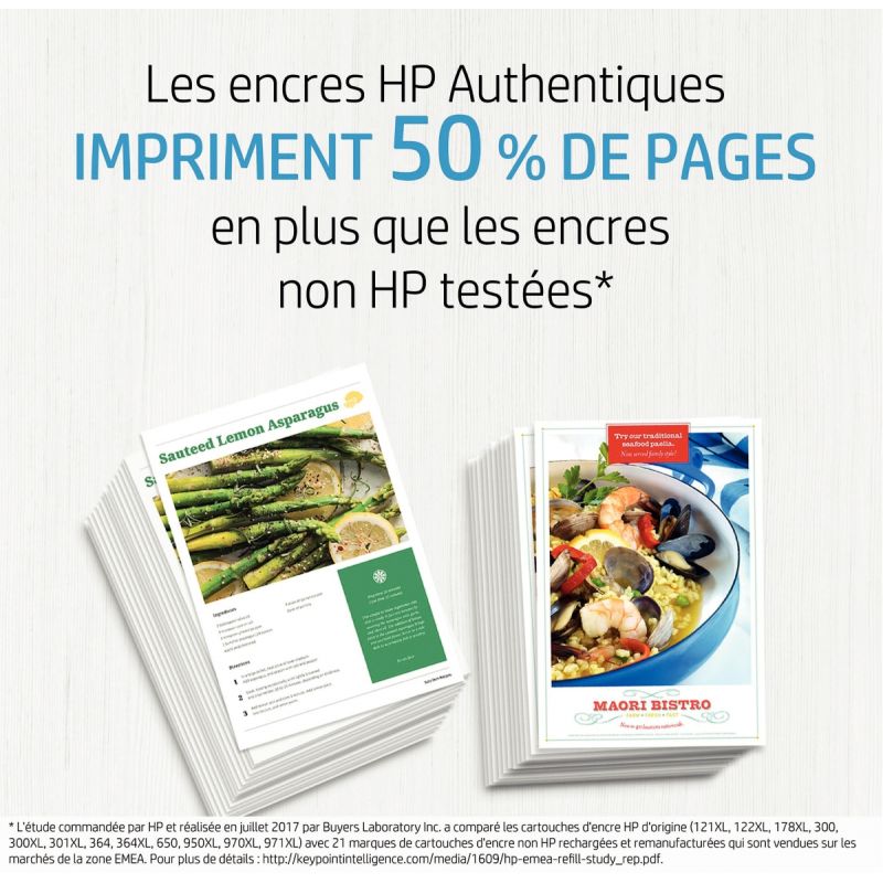 HP 953 Pack de 4 Cartouches d'Encre Noire, Cyan, Magenta et Jaune  Authentiques (6ZC69AE)