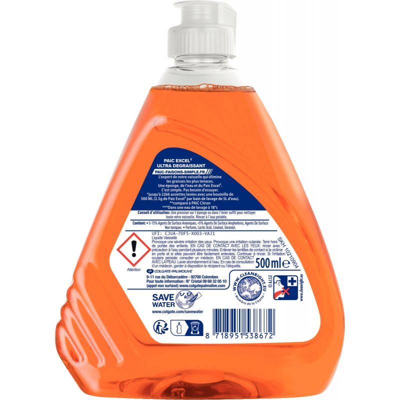 Lot de 2 liquides vaisselle Paic - 2x500 ml - Différentes variétés (via  2,73€ sur la carte fidélité) –