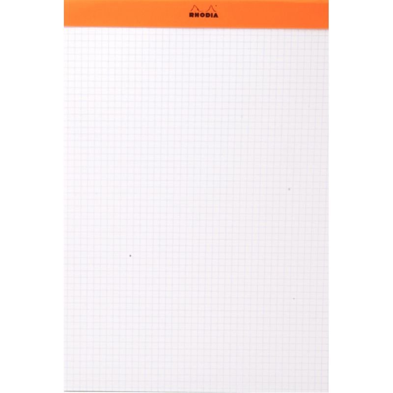 Bloc de bureau RHODIA 80 feuilles, format A4+, quadrillé 5x5, papier blanc  80g