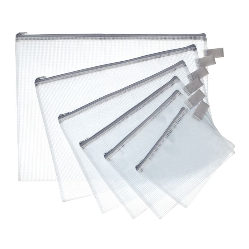 Pochette zippée 26x34 cm semi-transparente PVC renforcé