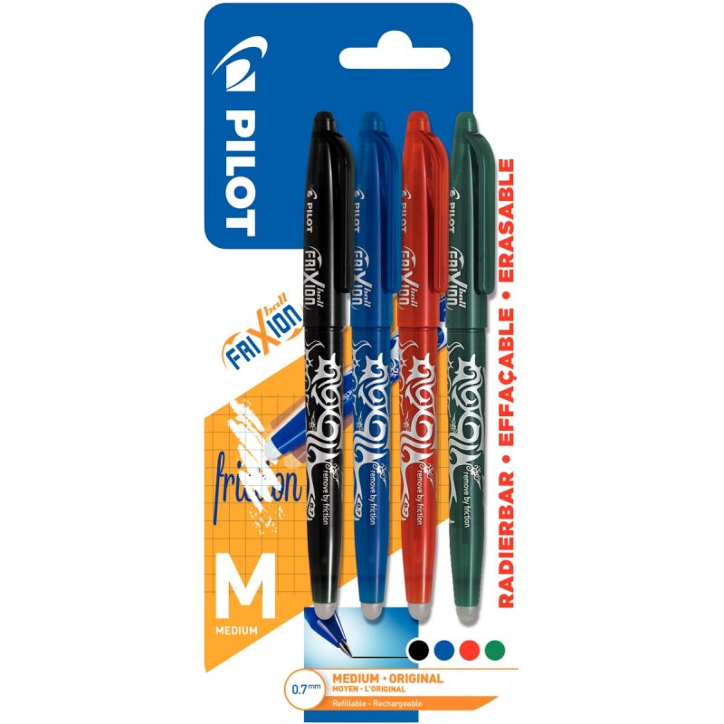 Paquet de 4 stylos frixion effaçables assortis