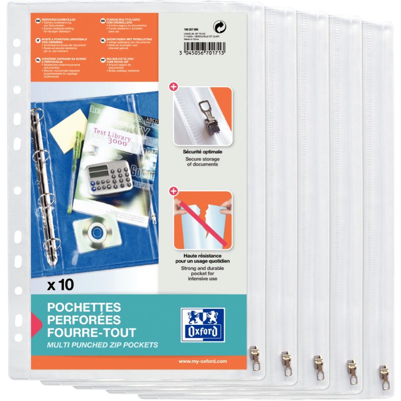 15 PCS Pochette Plastique Document Porte A4 Perforee Pochettes