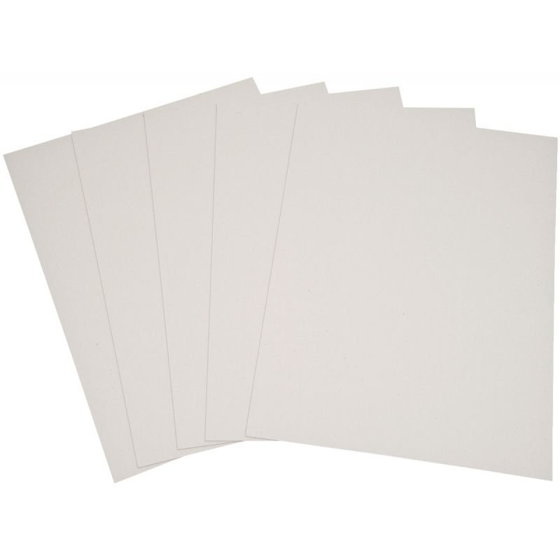 Paquet de 5 feuilles de carton épais, 2 côtés blancs, format 50 x 65 cm,  1005 g épaisseur 1,5 mm
