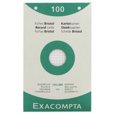 100 fiches bristol 12,5 x 20 cm Q.5x5 blanc Exacompta - Blocs et notes  Exacompta